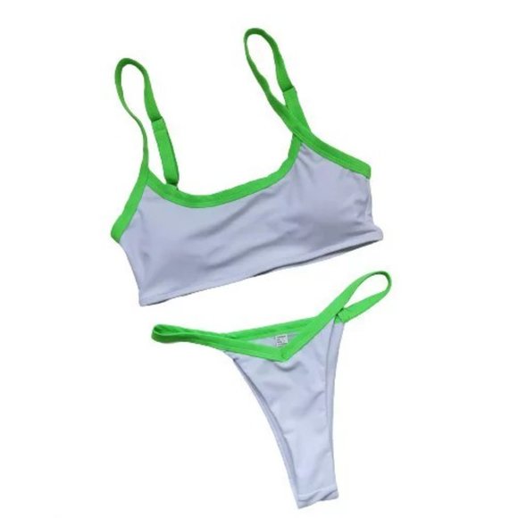 Solid Stripe Two Piece Bikini Set - Picture 2 of 6